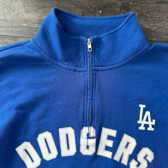 MLB LA Dodgers Baseball 1/4 Zip Pullover Sweater Victoria's Secret PINK Sz Med - Picture 3 of 9
